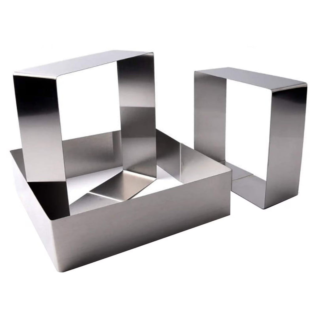 Set of 3 Stainless Steel Non-Stick Square Cake Molds I7670