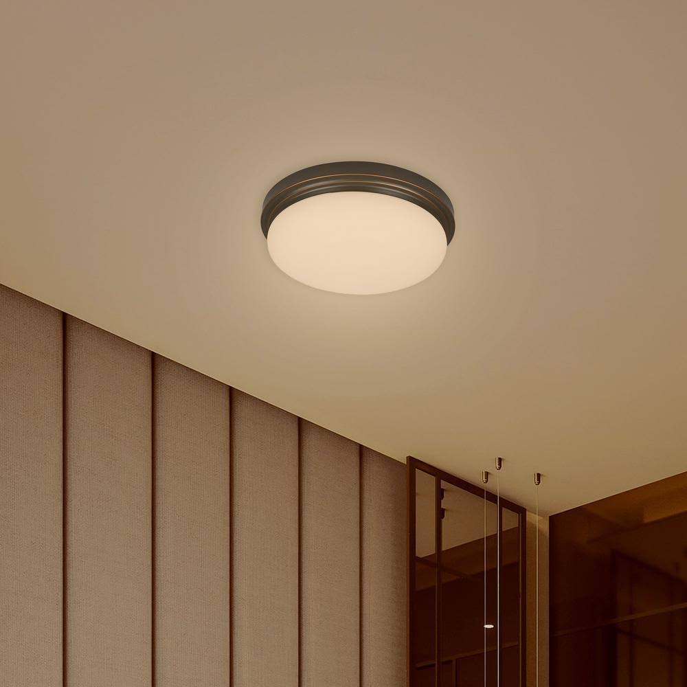 Oil-Rubbed Bronze Integrated LED Flush Mount with Glass Shade C969