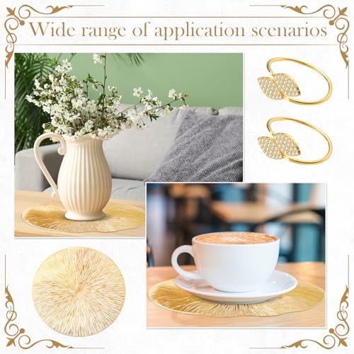 100 Set Gold 15 Inch Round Placemats and Napkin Rings Q833
