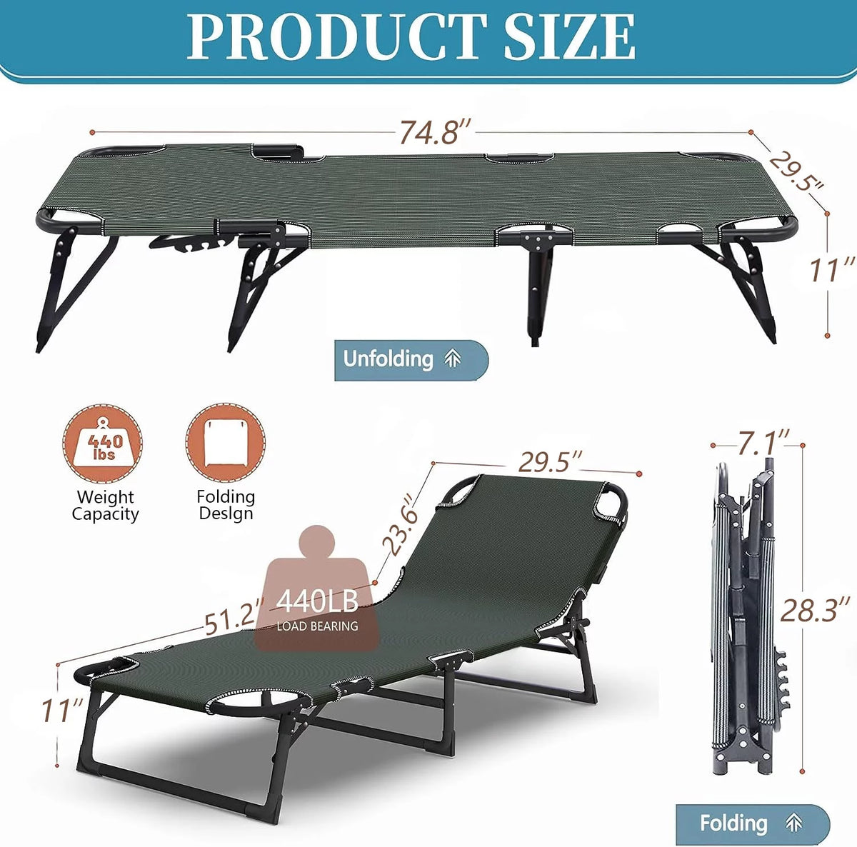 Folding Bed Cot with 2 Sided Mattress G497