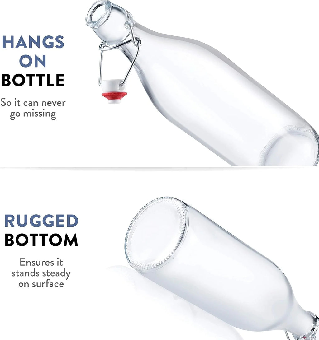 Clear Glass Swing Top Bottles 6 Pack 1 Liter N28929