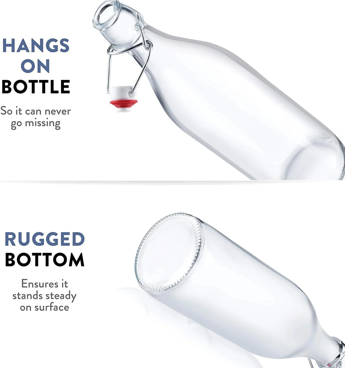 Clear Glass Swing Top Bottles 6 Pack 1 Liter N28929