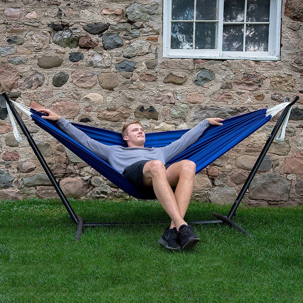 Royal Blue Polyester Hammock with Stand H6139