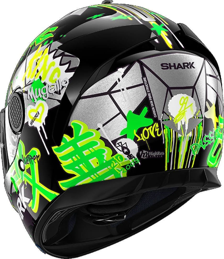 Black Green Glitter Motorcycle Helmet I894492