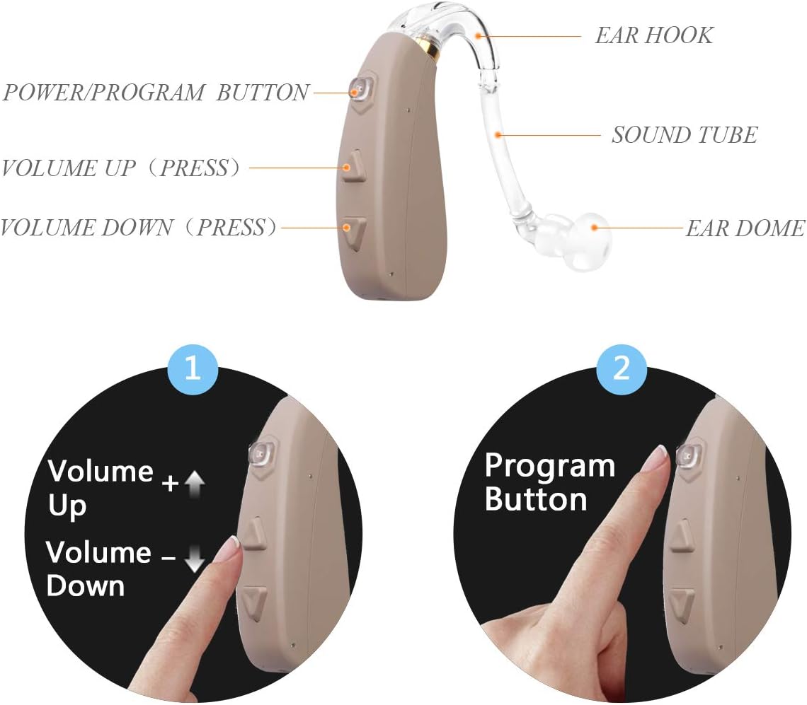 Rechargeable Hearing Aid with 4 Channels and Two Types of Sound Tubes S32865