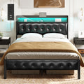 Queen Upholstered Platform Bed Frame with Storage Headboard F318