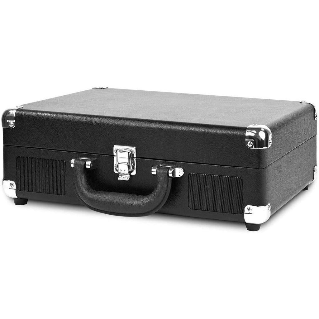 Black Bluetooth Portable Suitcase Record Player with 3-Speed Turntable U4206