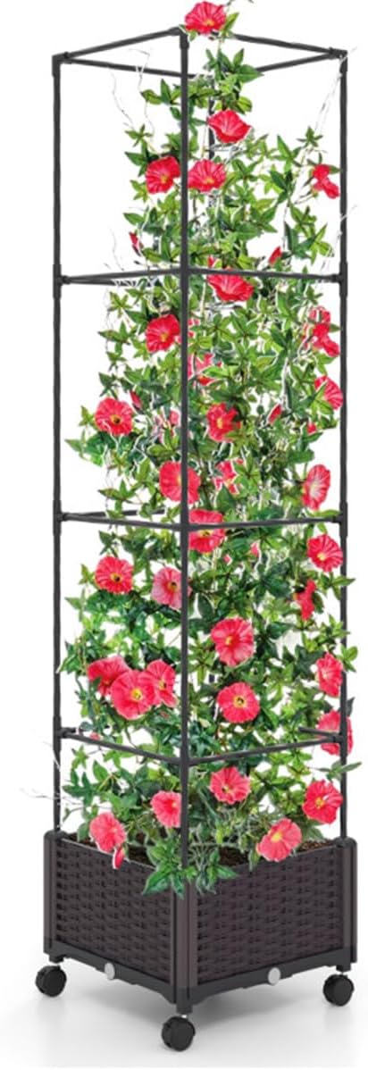 67" Raised Garden Bed Planter Box with Trellis I665230