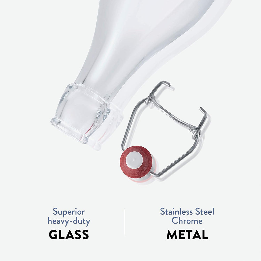 Clear Glass Swing Top Bottles 6 Pack 1 Liter N28929
