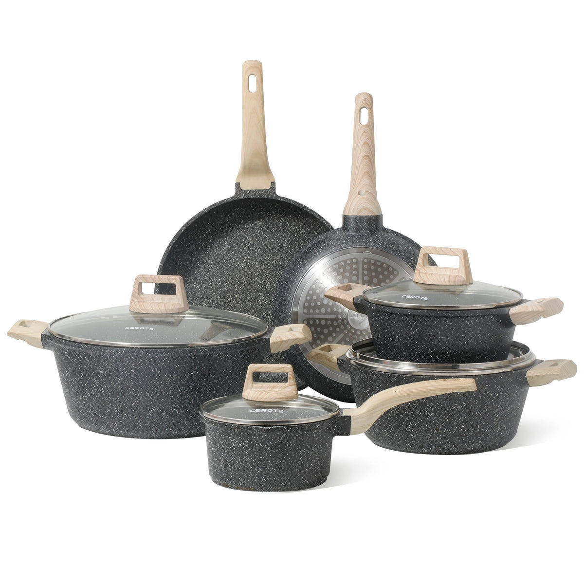 10 Pcs Nonstick Granite Stone Cookware Set Y787