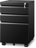White 3 Drawer Mobile File Cabinet with Lock J703