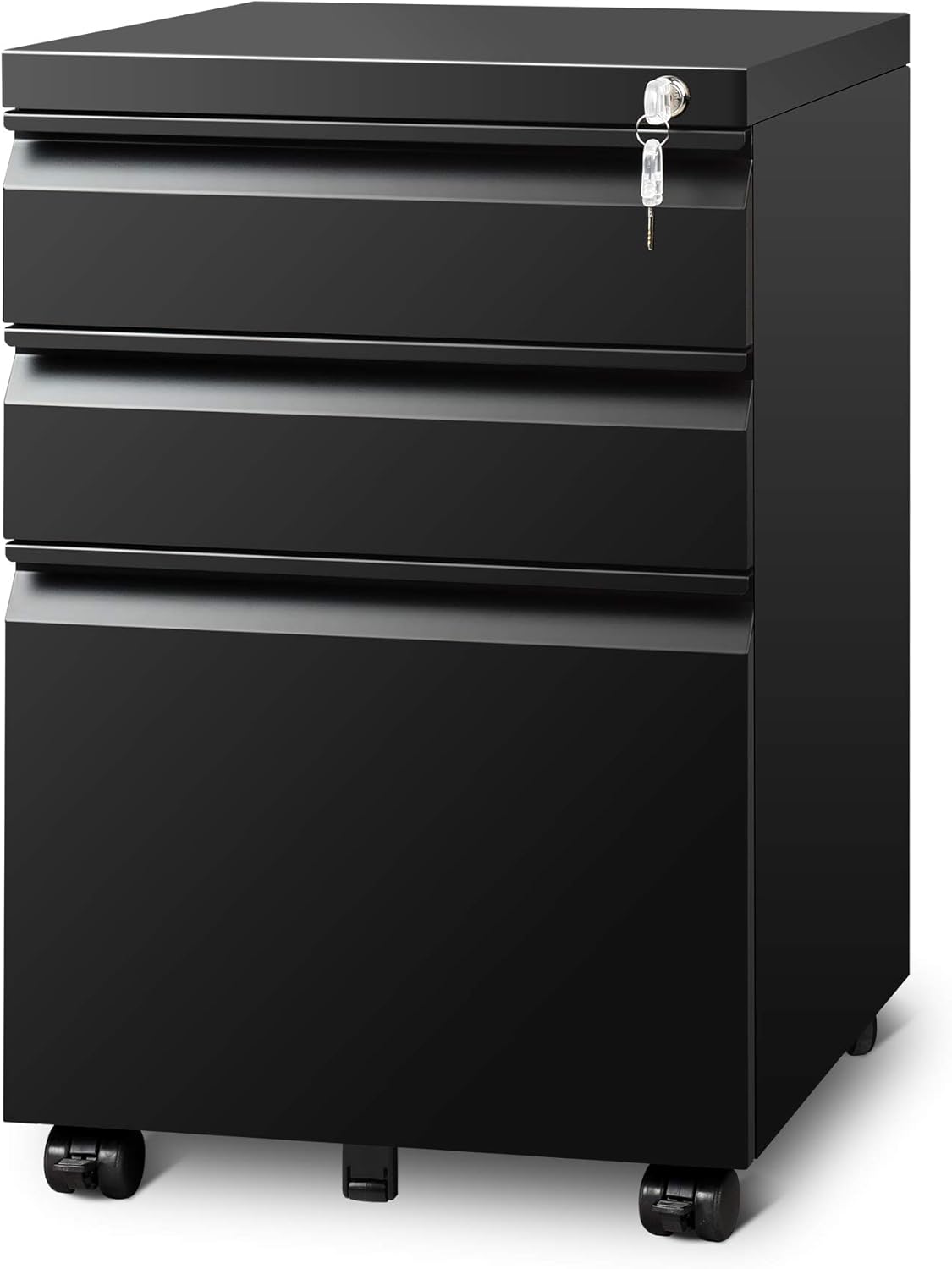 White 3 Drawer Mobile File Cabinet with Lock J703