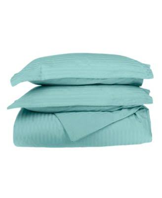 650 Thread Count Egyptian Cotton Stripe Duvet Cover Set California King White Z776087