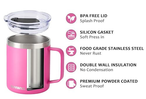 14 oz Vacuum Insulated Stainless Steel Coffee Mug with Lid U319
