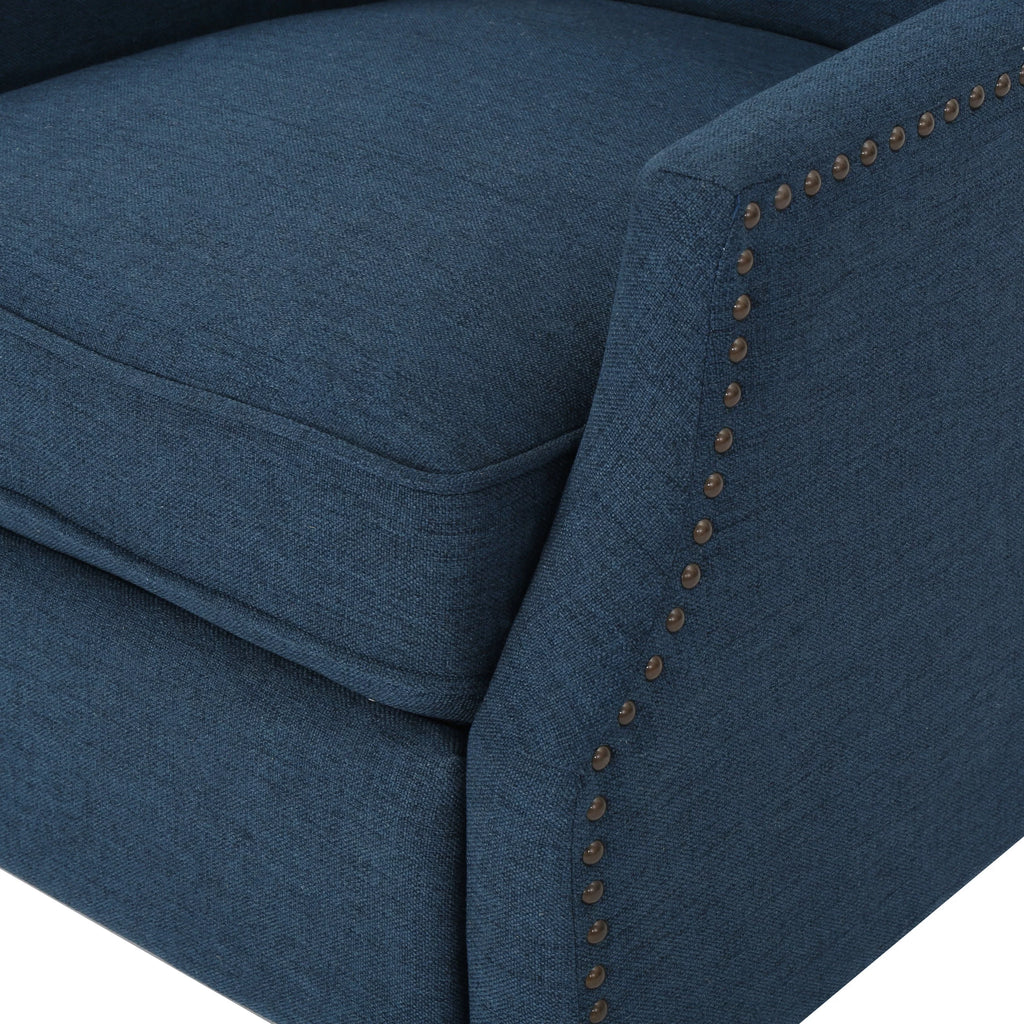 Navy Blue and Dark Brown Fabric Recliner Set of 2 O2744