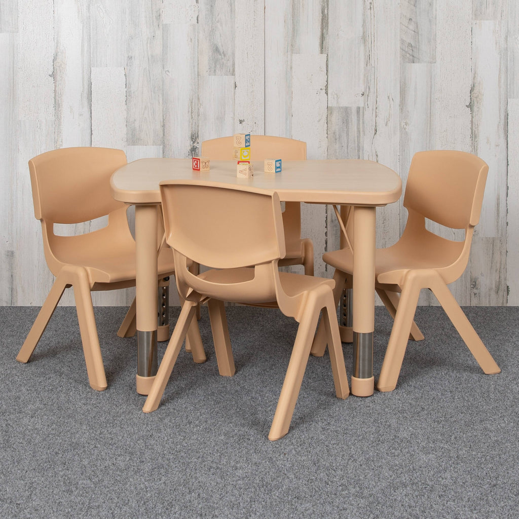 Beige Rectangle Plastic Activity Table Set with 4 Chairs N28038