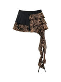 Cheetah Ruffle Patchwork Skirt W247