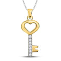 10K Yellow Gold Pendant Necklace with Real Natural Diamond B6583