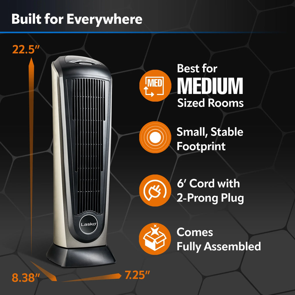 1500W Oscillating Ceramic Tower Space Heater with Remote C47328