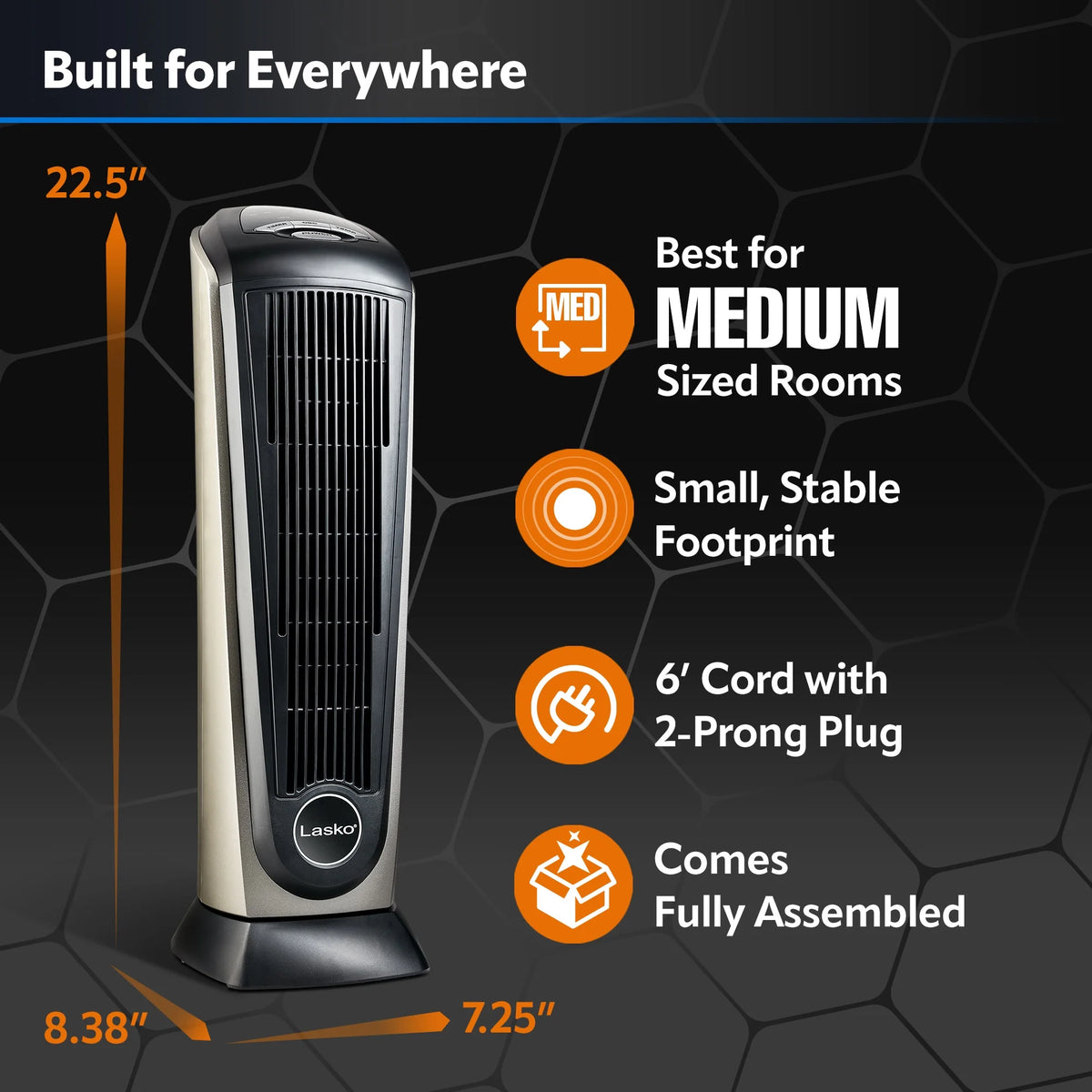 1500W Oscillating Ceramic Tower Space Heater with Remote C47328