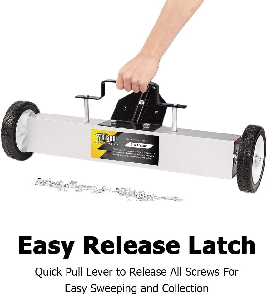 36-Inch Rolling Magnetic Pick-Up Sweeper with Quick Release Latch & Adjustable Long Handle, Pack of 2 H766095