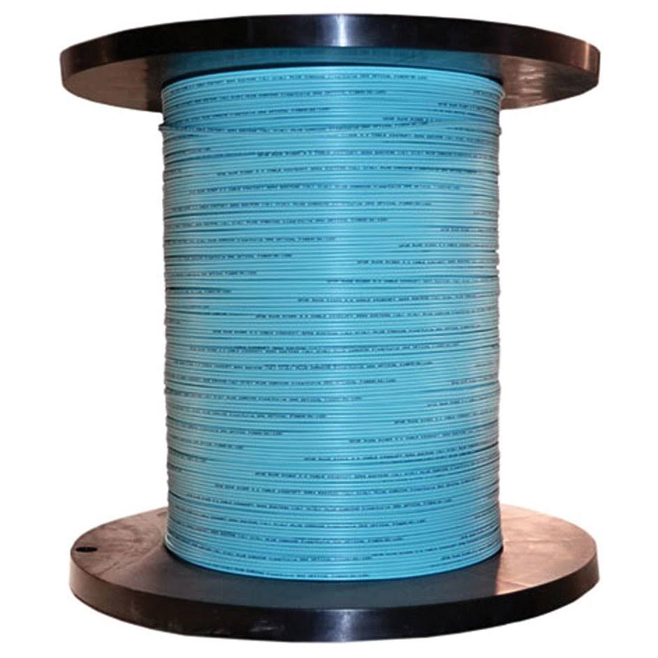 6 Fiber Indoor Distribution Fiber Optic Cable Multimode 50/125 OM3 Aqua Riser Rated Spool 1000 Foot D196