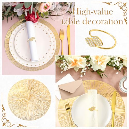 100 Set Gold 15 Inch Round Placemats and Napkin Rings Q833