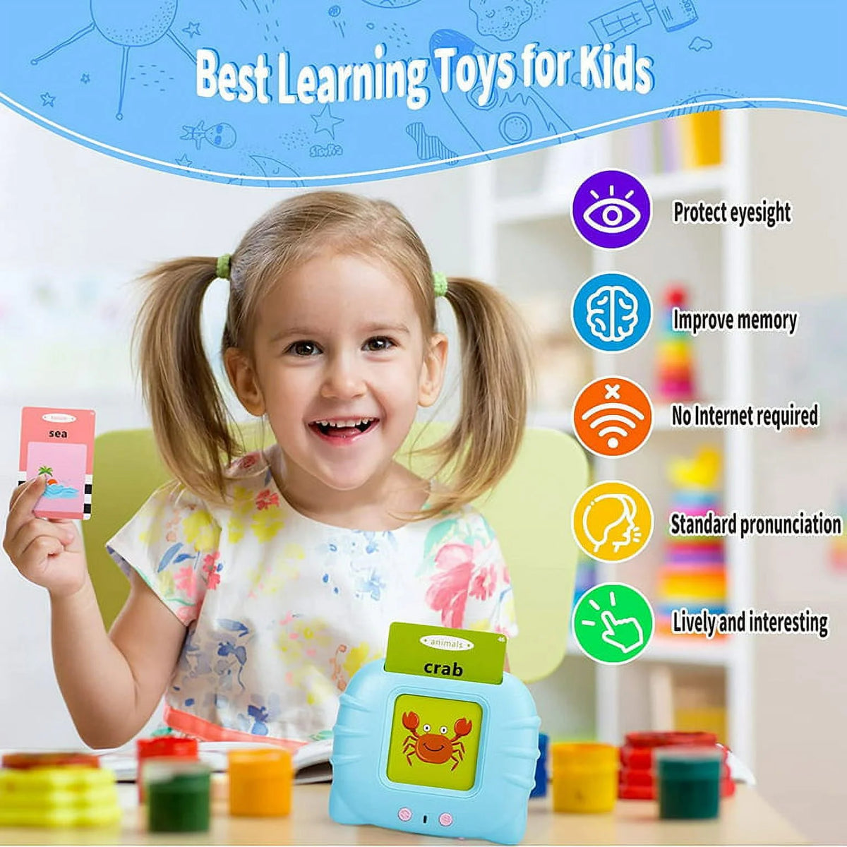 112 Pcs 224 Words Educational Flash Cards (Blue) M273
