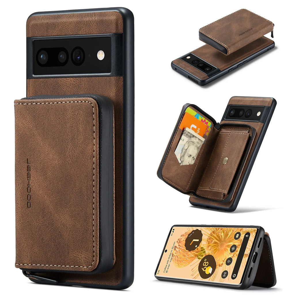 Brown Wallet Case for Google Pixel Fold 5G with Screen Protector J909621