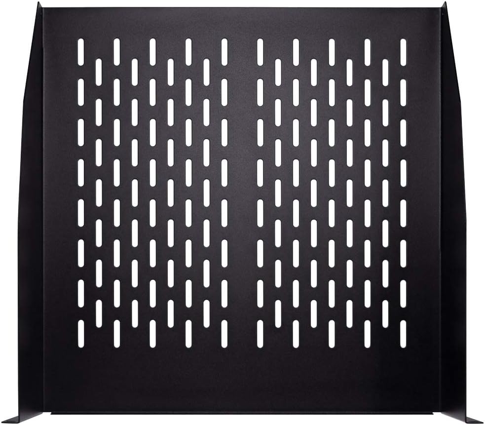 2U 19-Inch Vented Rack Mount Server Cabinet Shelf Black V1881