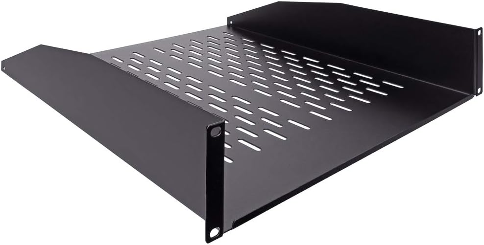 2U 19-Inch Vented Rack Mount Server Cabinet Shelf Black V1881
