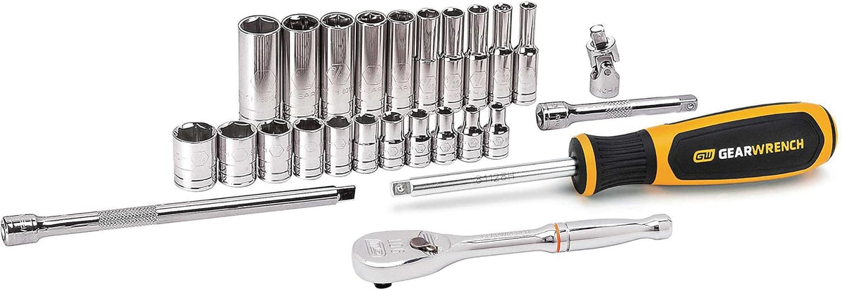 51 Pc 1/4" Drive Standard & Deep SAE/Metric Mechanics Tool Set L5805