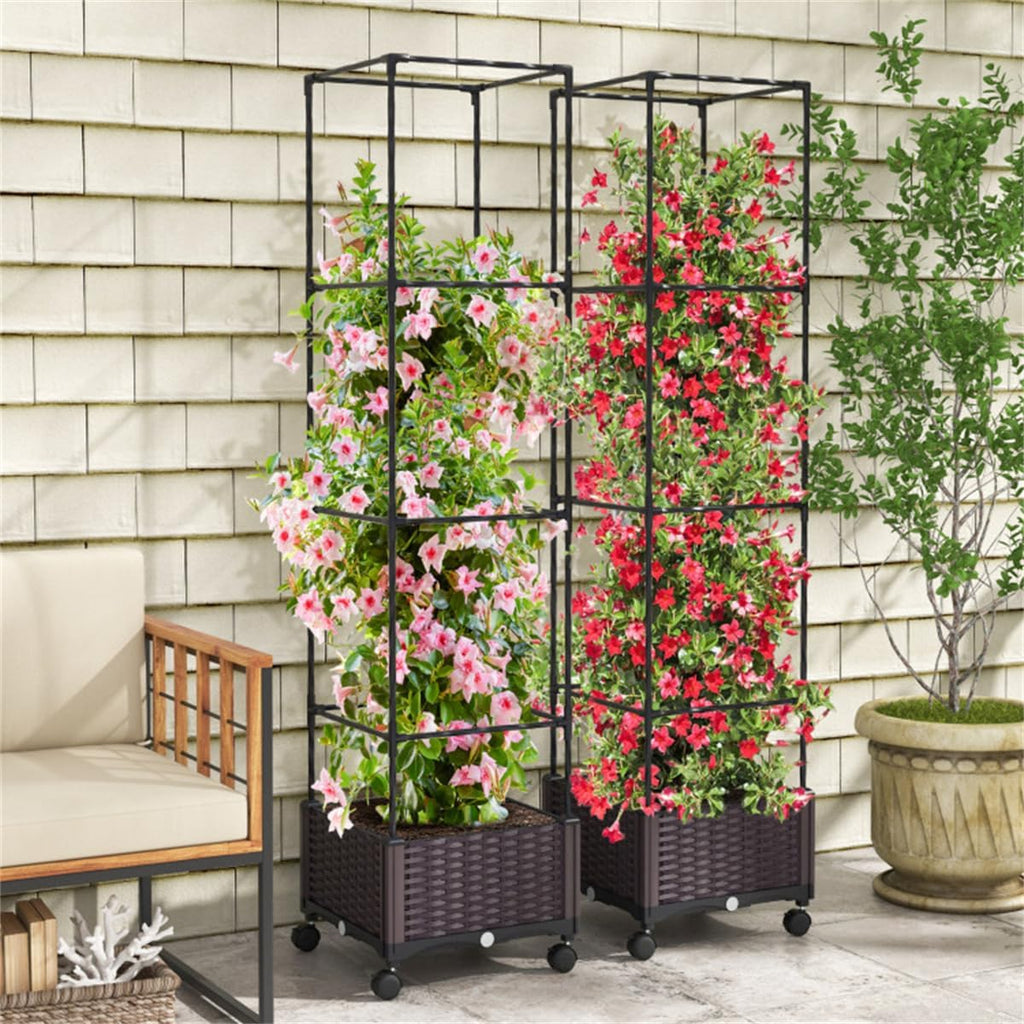 67" Raised Garden Bed Planter Box with Trellis I665230