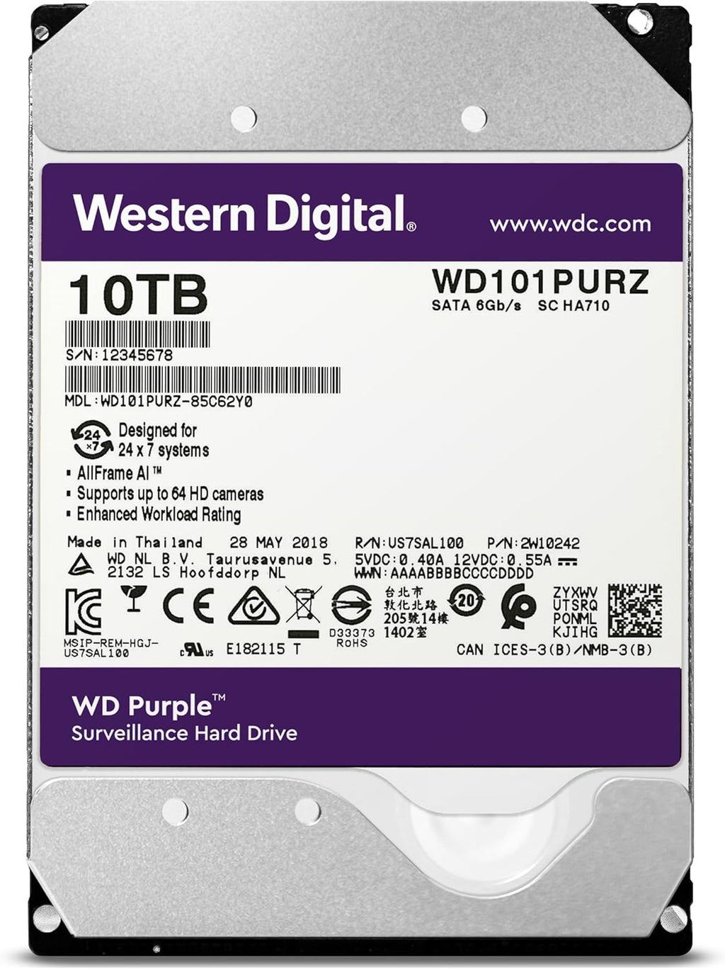 10TB Surveillance Internal Hard Drive V82695