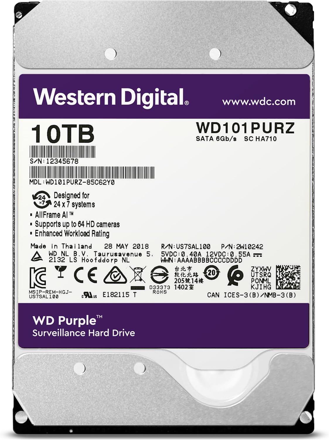 10TB Surveillance Internal Hard Drive V82695