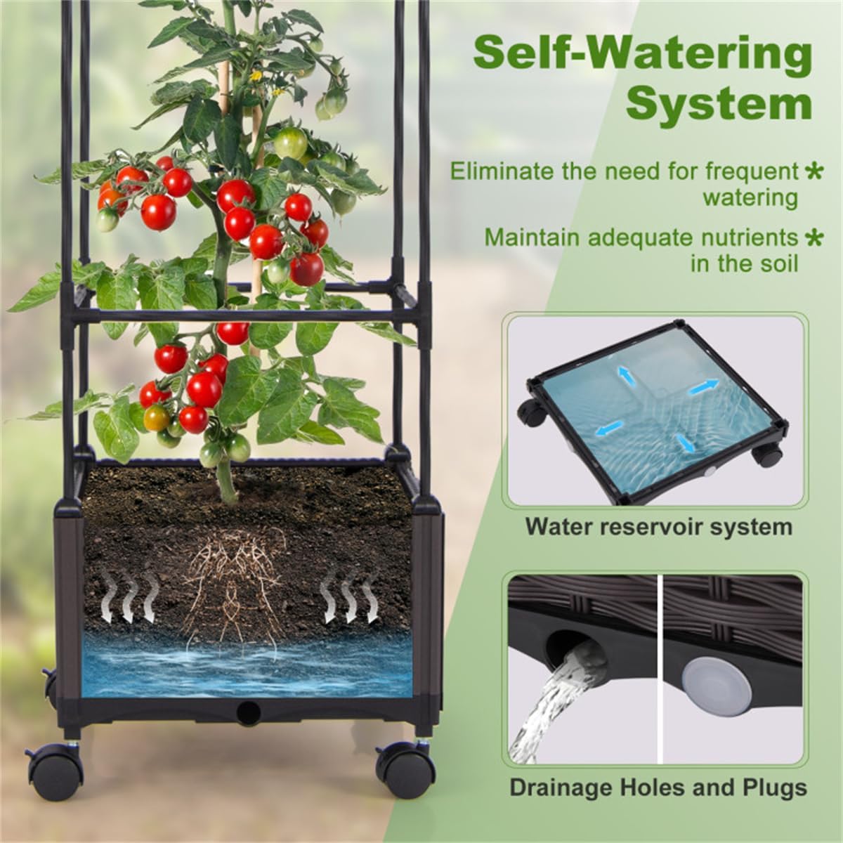 67" Raised Garden Bed Planter Box with Trellis I665230