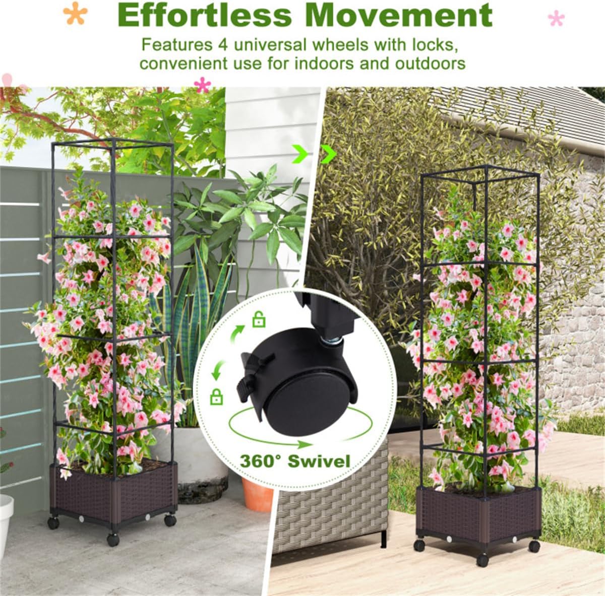 67" Raised Garden Bed Planter Box with Trellis I665230
