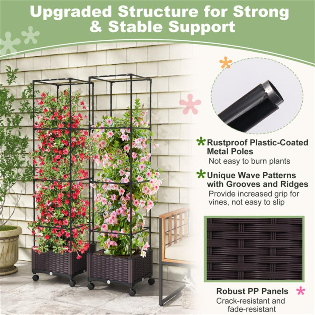 67" Raised Garden Bed Planter Box with Trellis I665230
