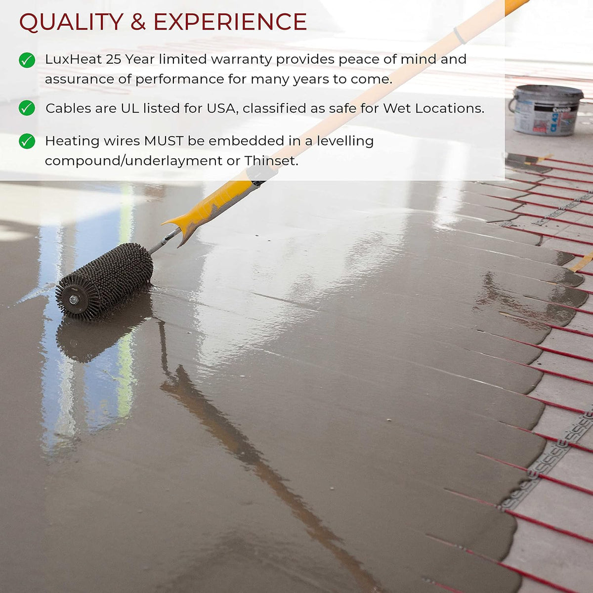 120v Electric Radiant Floor Heating Cable Set with Programmable Thermostat D13966