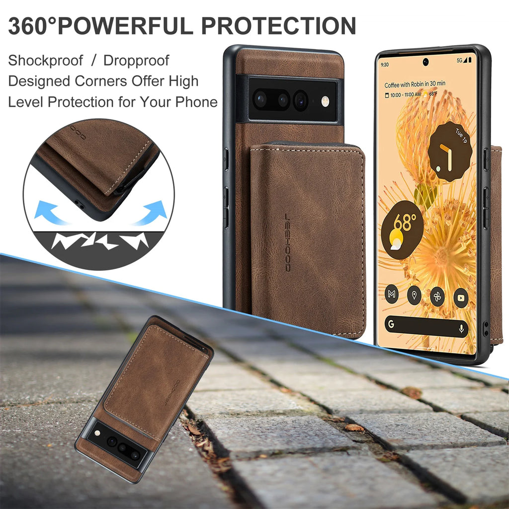 Brown Wallet Case for Google Pixel Fold 5G with Screen Protector J909621