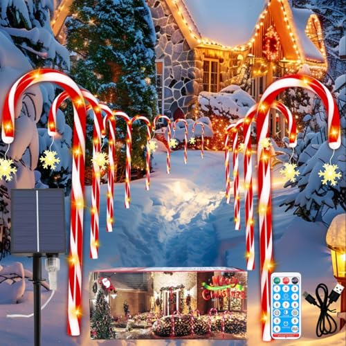 12 Pcs Solar Candy Cane Lights D214647