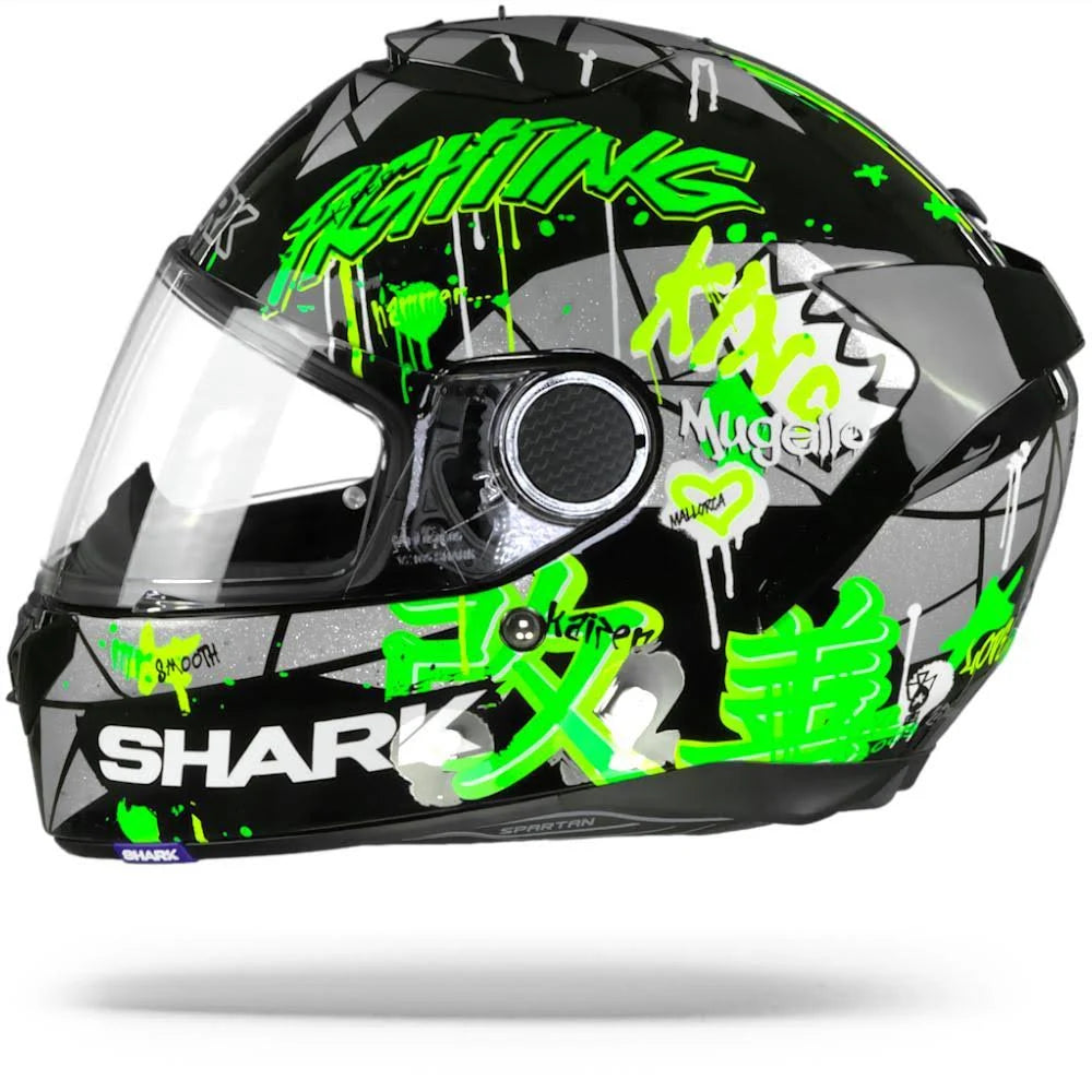 Black Green Glitter Motorcycle Helmet I894492
