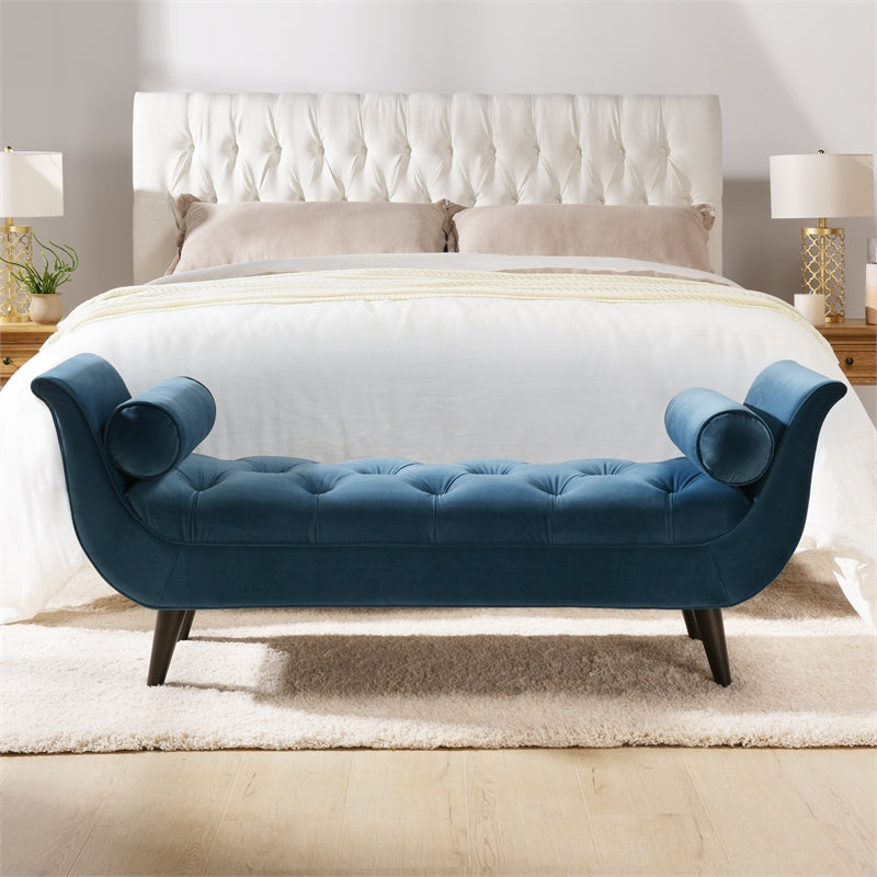 Teal Velvet Tufted Entryway Bench M73411