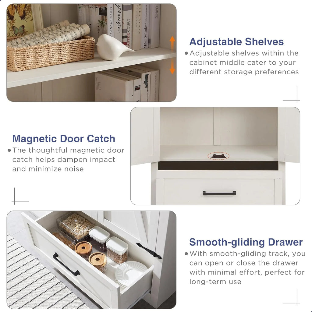 White 2-Door Storage Cabinet with Drawer Q998