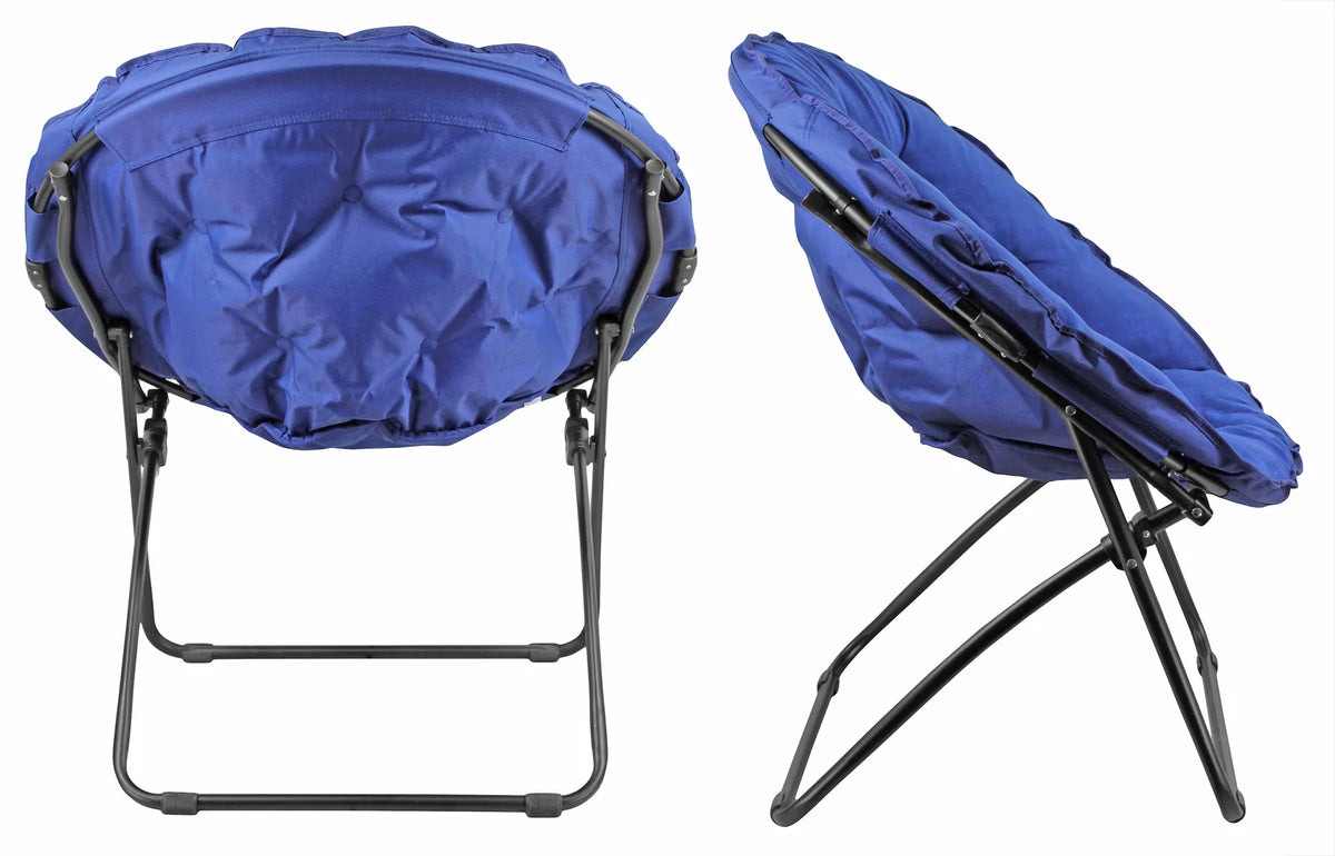Blue Round Foldable Padded Chair D957