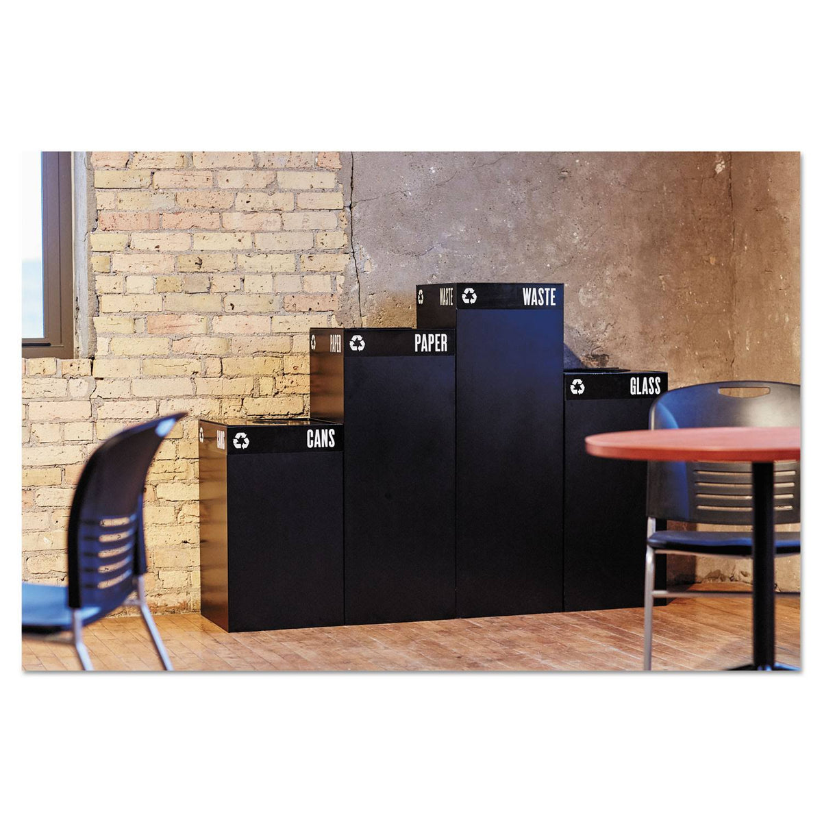42 gal powder-coated steel black Trash Can Base M2286
