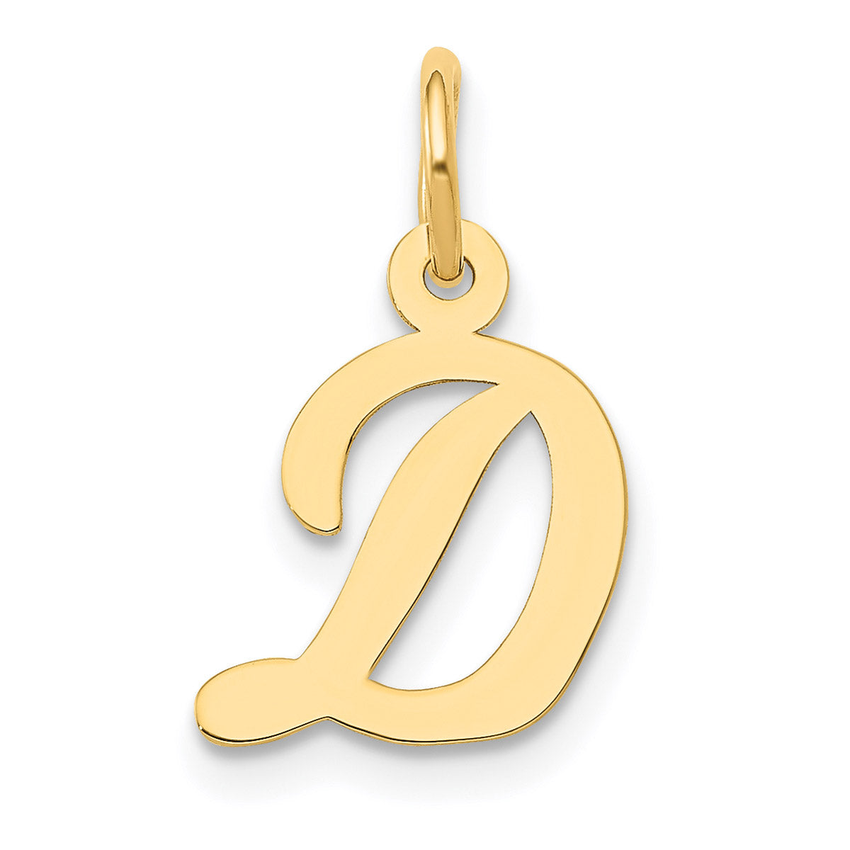 14K Yellow Gold Script Letter D Initial Pendant Charm with 10K Yellow Gold Rope Chain Necklace 16'' W2783
