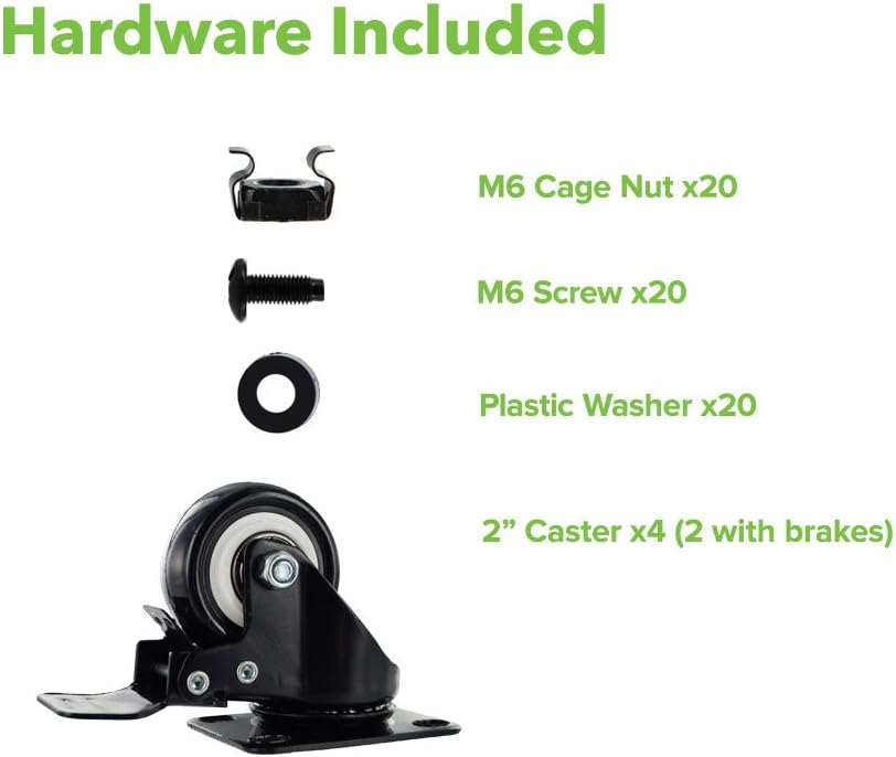 22U 2-Post Open Frame Server Rack with Casters B548