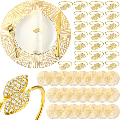 100 Set Gold 15 Inch Round Placemats and Napkin Rings Q833