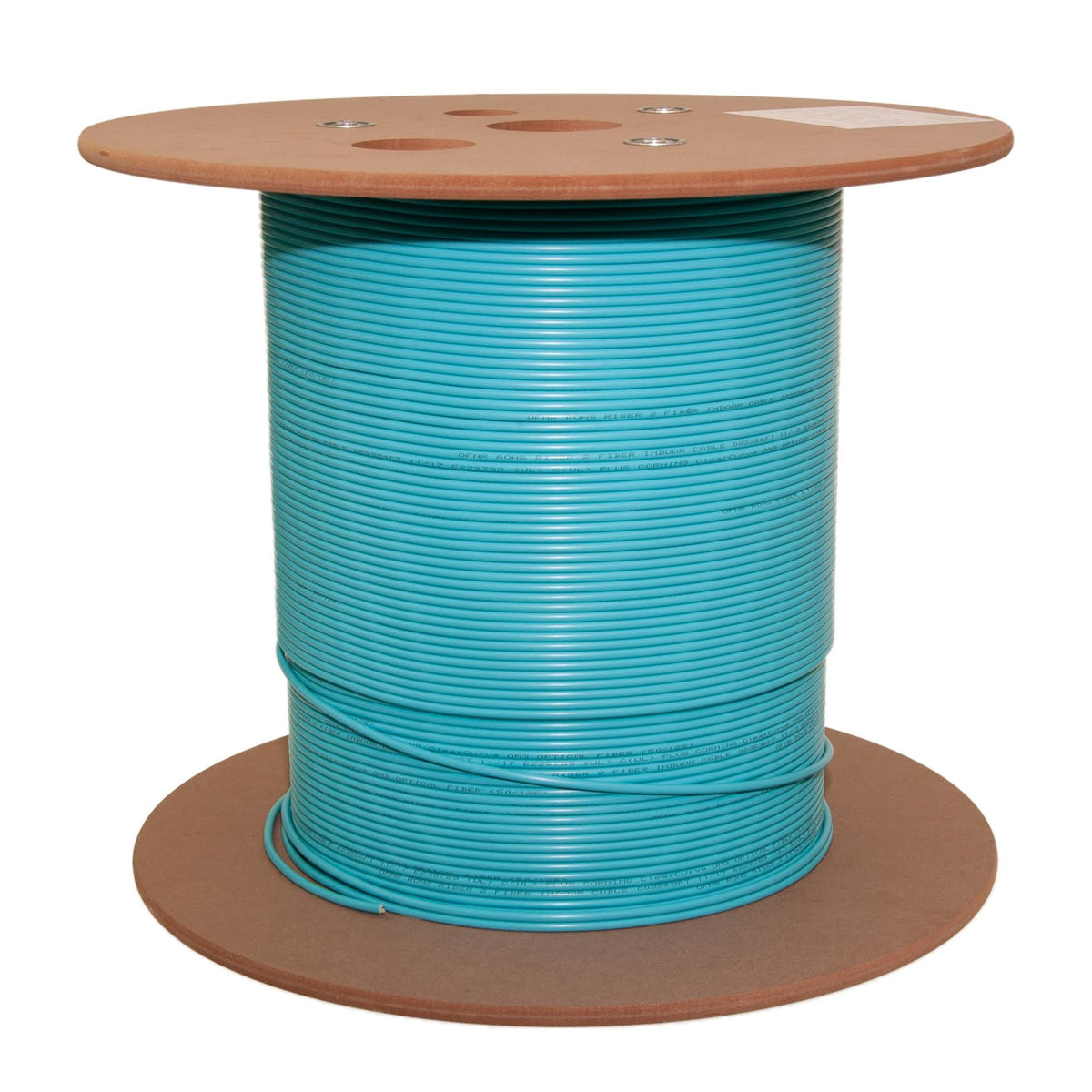 6 Fiber Indoor Distribution Fiber Optic Cable Multimode 50/125 OM3 Aqua Riser Rated Spool 1000 Foot D196